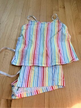 Calvin Klein Rainbow Stripe Pajama Set Size Medium Built In Bra